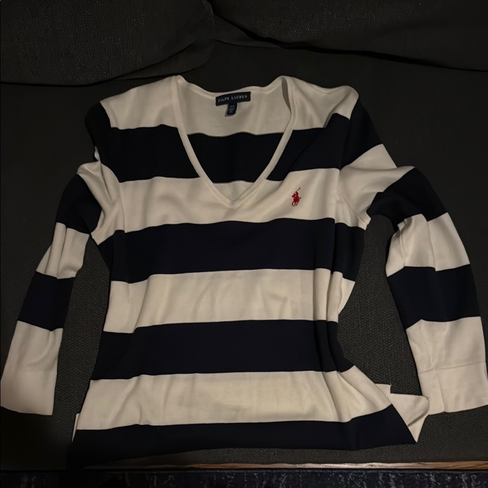 Ralph Lauren Navy and White Striped Sweater